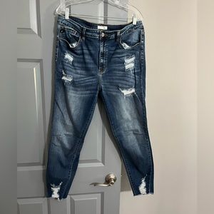 High rise distressed skinny jeans